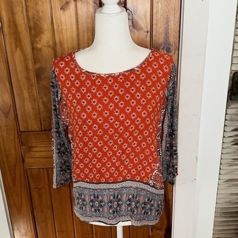 Lucky Brand retro long sleeve multicolor shirt  size L